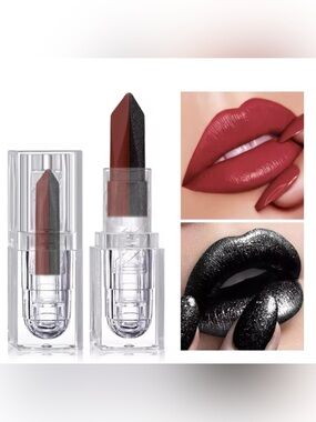 NIB 2 Tone Lipstick Matte Black Red